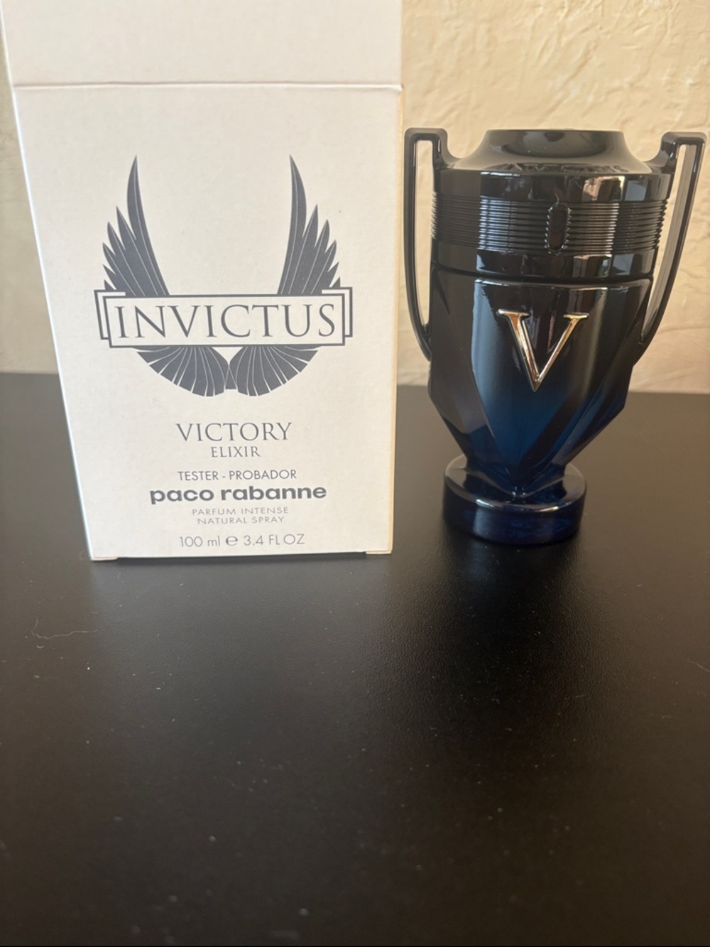 Paco Rabanne Invictus Victory Elixir - Deep Navy Blue with Silver V Accent
